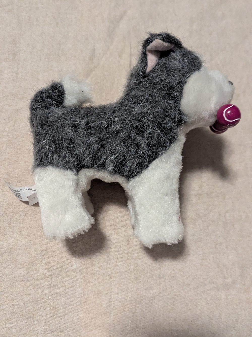 American Girl Plush Husky Dog Gray White 2019 GDX03 with Purple Bone - Picture 7 of 7